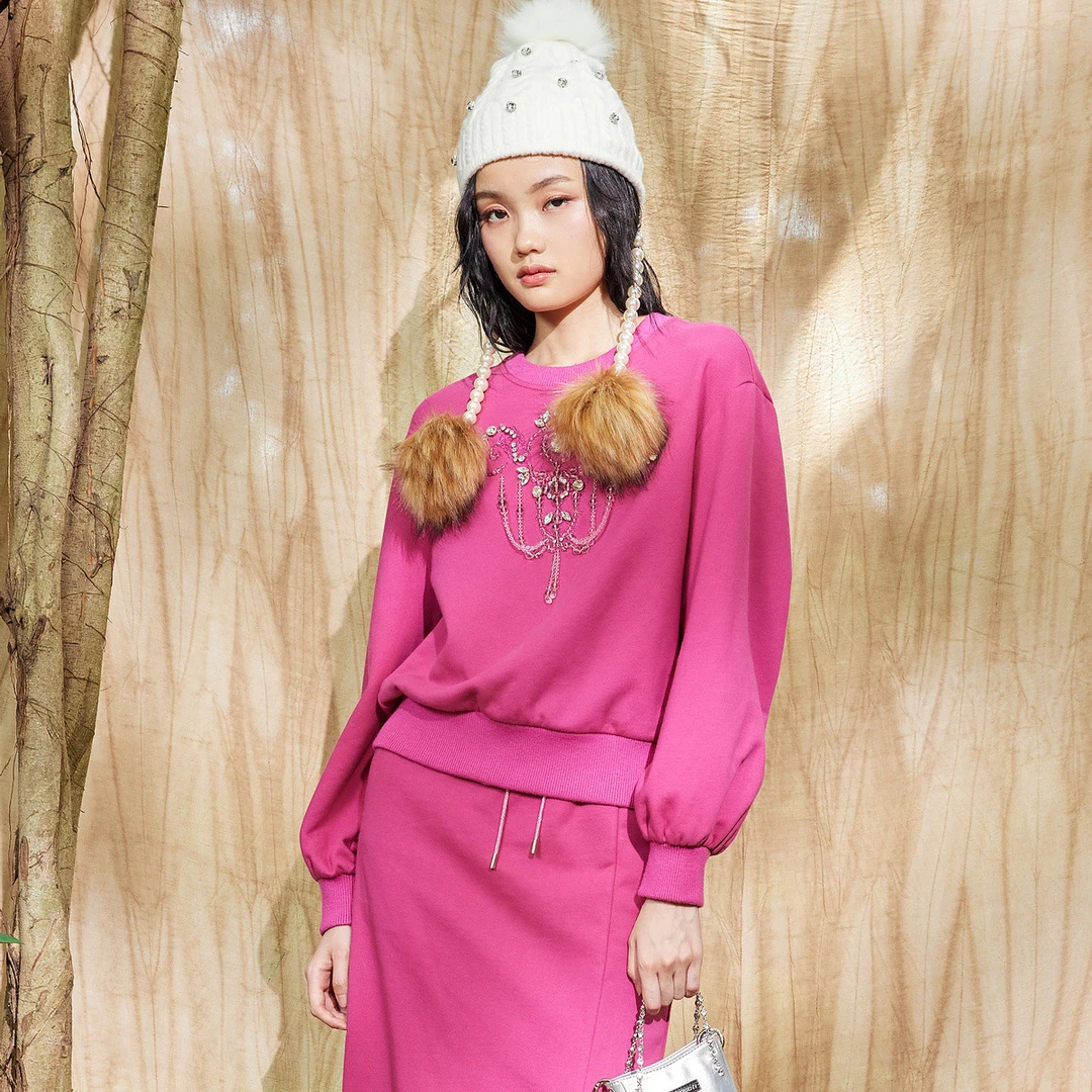 【老板娘夏天】MAXRIENY休闲运动感卫衣女复古时髦绒衫宽松上衣针织