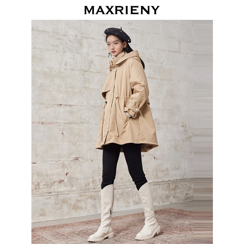 【初依专属】MAXRIENY白鸭绒派克服女冬季复古绣花羽绒服百搭