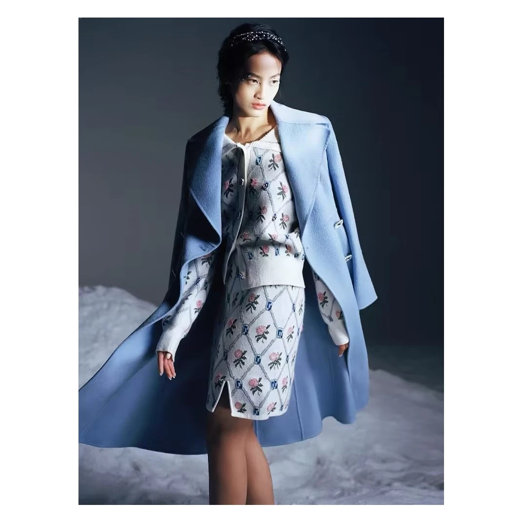 【芊芊专属】MAXRIENY菱形玫瑰提花毛织半裙冬装小香风半身裙