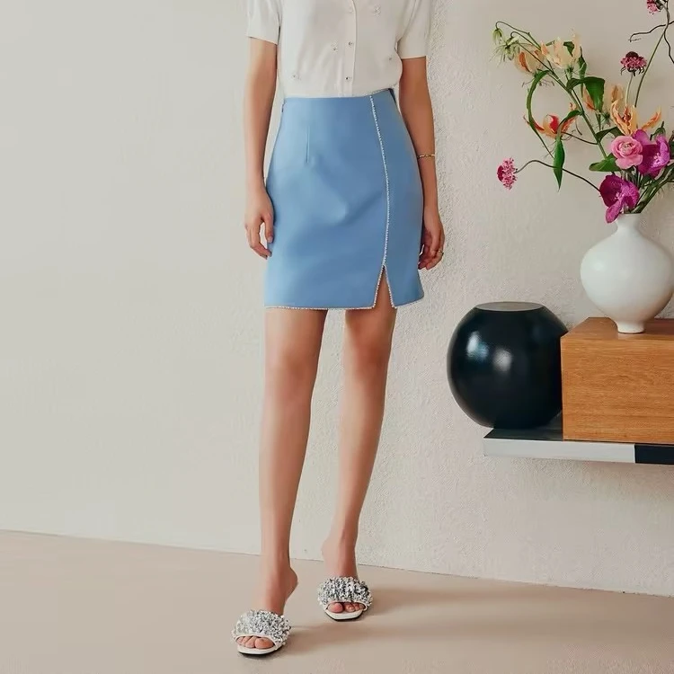 【蜜思仝】MAXRIENY简约钉珠设计感腰背设计感裙子薄荷曼波