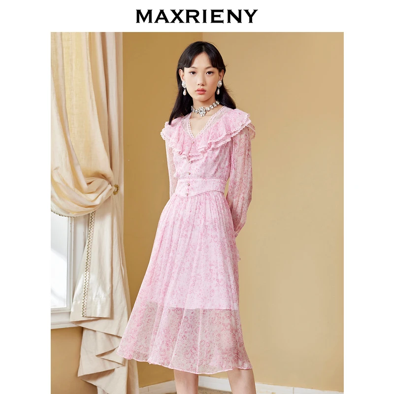 （丫头）MAXRIENY连衣裙碎花气质修身显瘦夏季