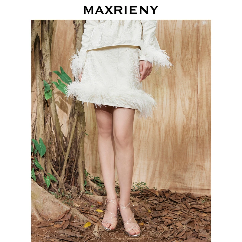 【高高甄选】MAXRIENY宫廷浮复古感半身裙高腰包臀短裙冬裙女