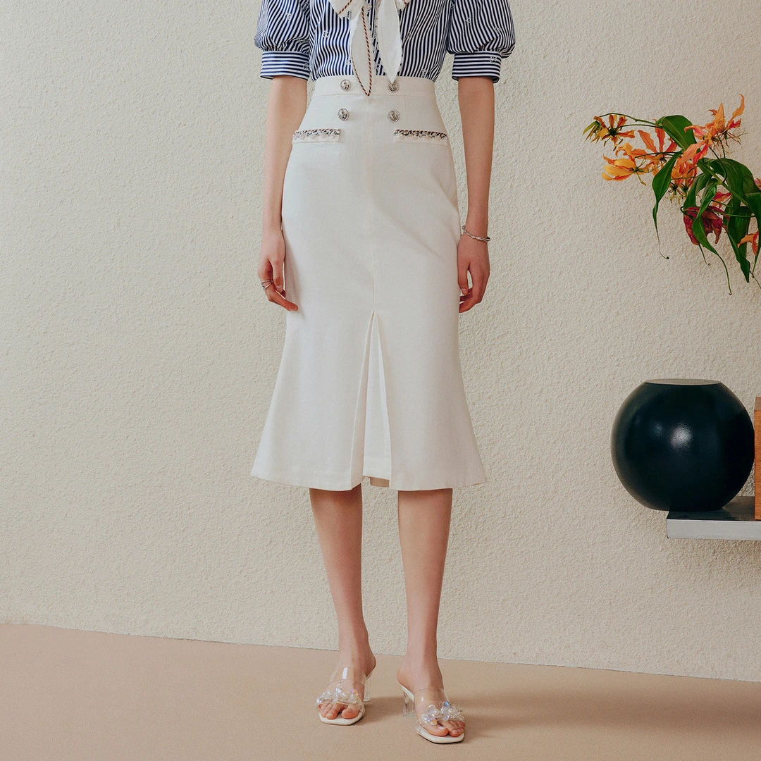 【老板娘夏天】公主航行系列牛仔半裙2023夏季海军风鱼尾裙MC88SK26