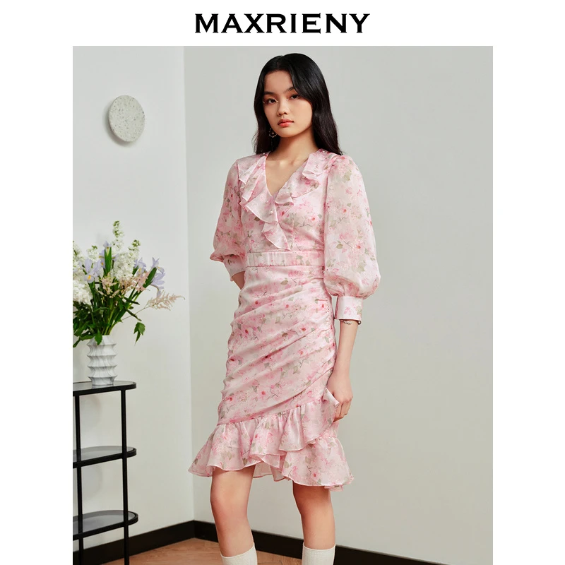 M395【赵老板专属】MAXRIENY鱼尾连衣裙春夏氛围感连衣裙薄荷曼波