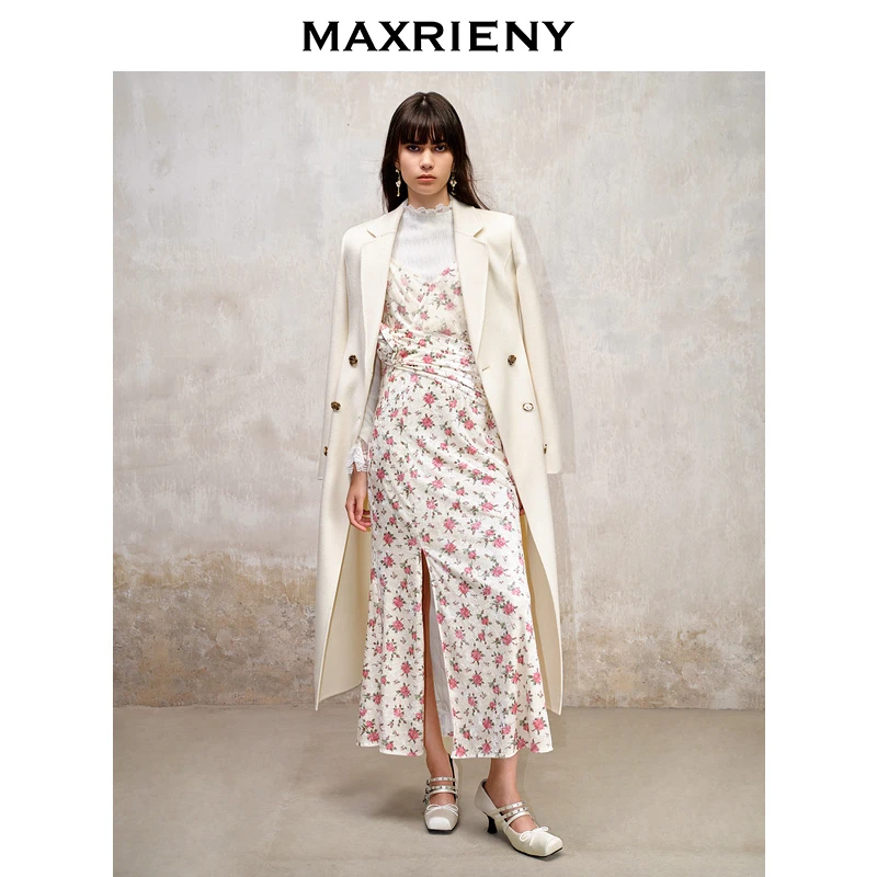 【专用】MAXRIENY风立体花丝绒提花连衣裙秋冬新款裙子