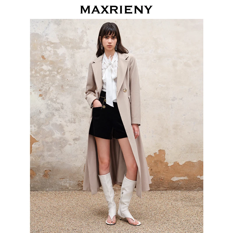 M303【赵老板专属】MAXRIENY通勤燕麦色伞摆风衣冬款过膝大衣