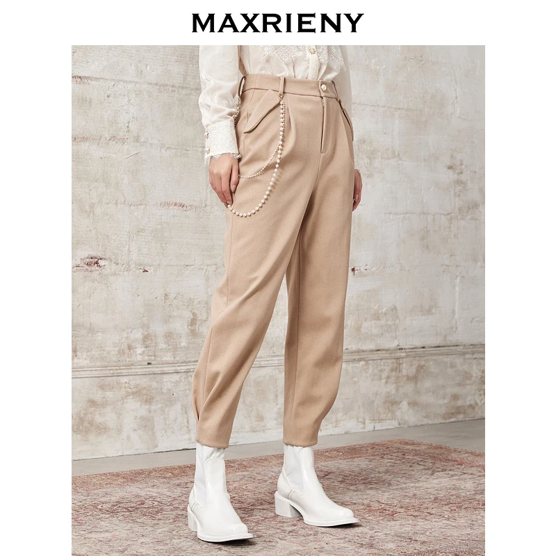 【诗语专属】MAXRIENY秋冬厚款宽松直筒时尚束脚显瘦休闲裤