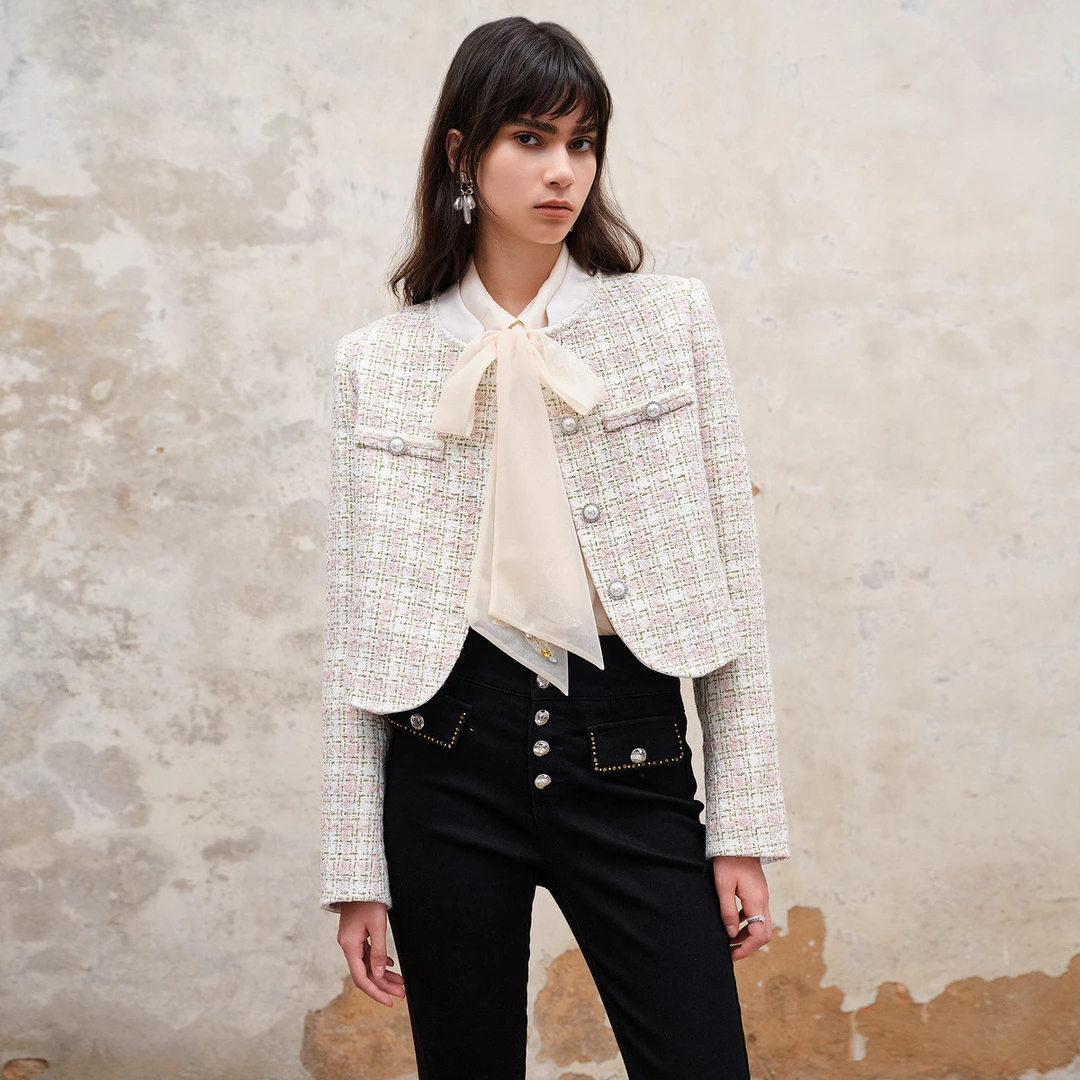 【陈大可专属】MAXRIENY国风改良小香风花纱短外套女秋冬高级气质感