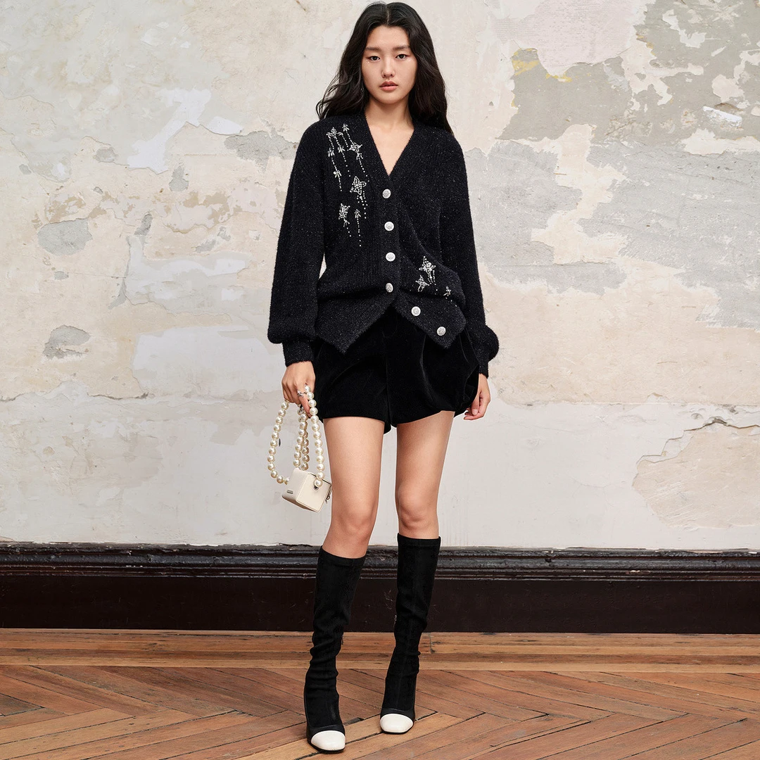 【呆鸟专享】MAXRIENY精致复古感丝绒裙裤冬季短裤女