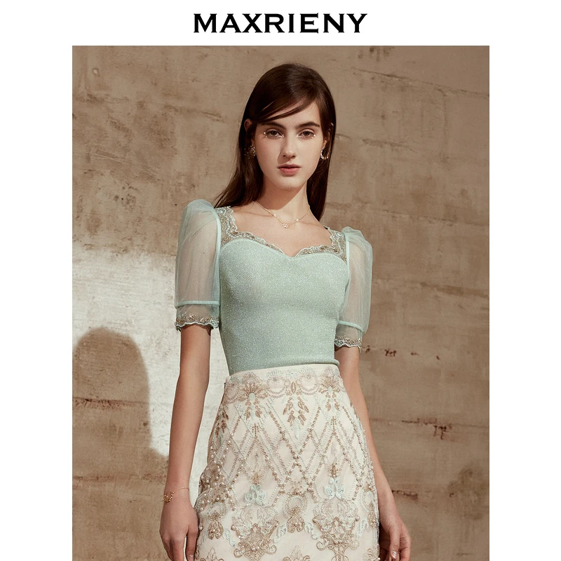 【千颂妮专属】MAXRIENY上衣浅绿色淑女风针织衫女女装