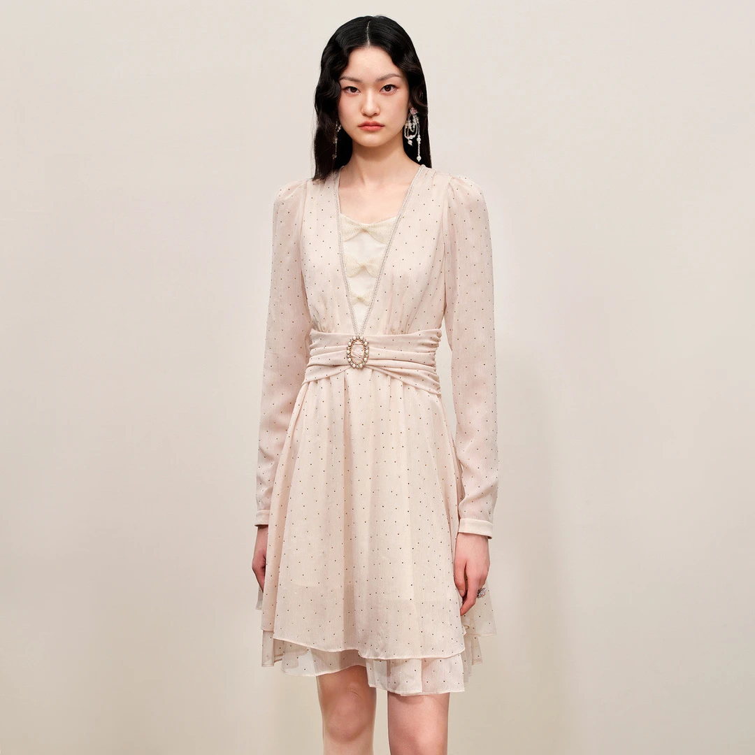 【林一专属】MAXRIENY复古浪漫连衣裙秋季甜美仙女裙子修身显瘦