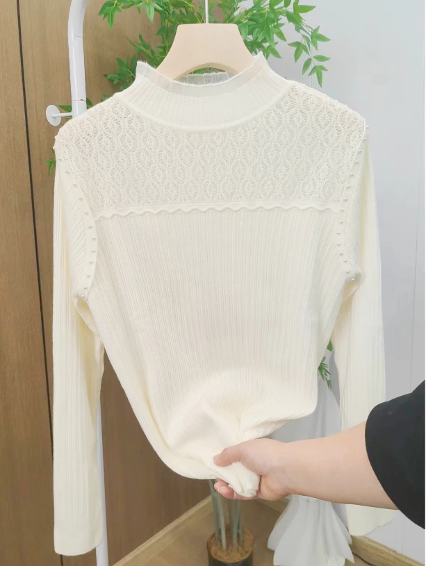 内搭针织百搭长袖网红半高领套头修身毛半高领时尚秋冬白色纯色