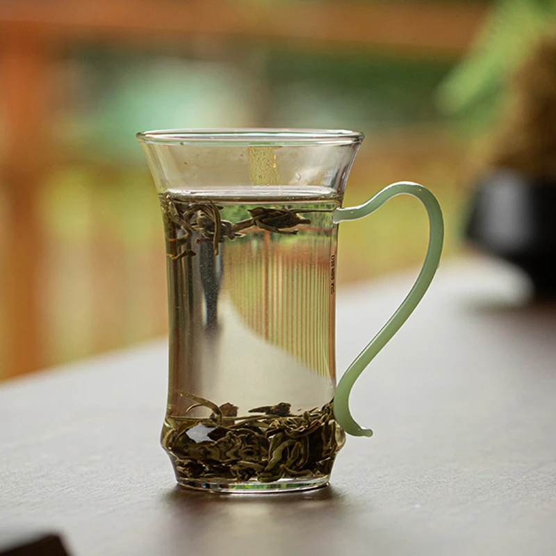 耐热玻璃茶杯带把绿茶杯子茶楼玻璃水杯高颜值办公室家用泡茶
