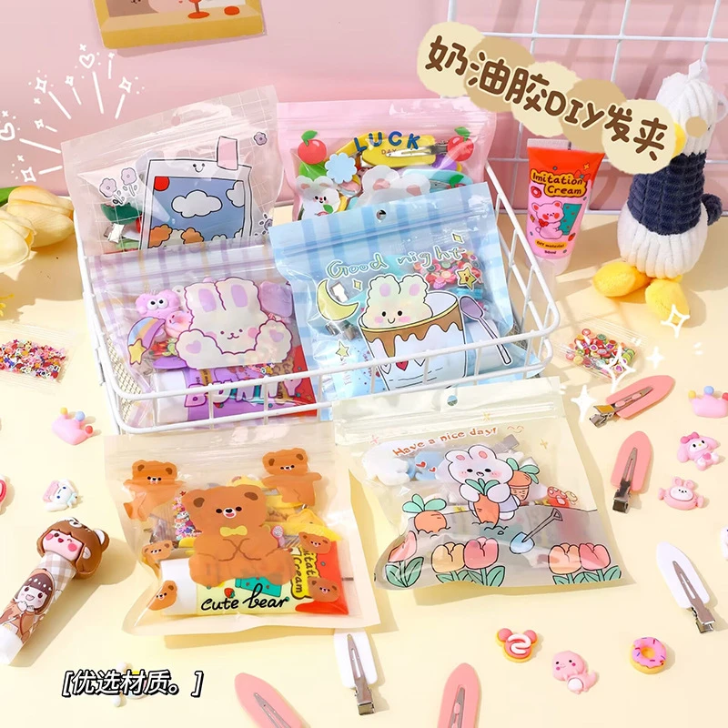 奶油胶 发夹小女孩DIY 儿童玩具手工材料包可爱卡通树脂配件夹子