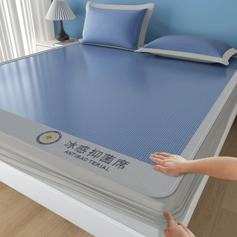 夏季a类冰丝凉席三件套夏天空调席可机洗藤席床笠款席子