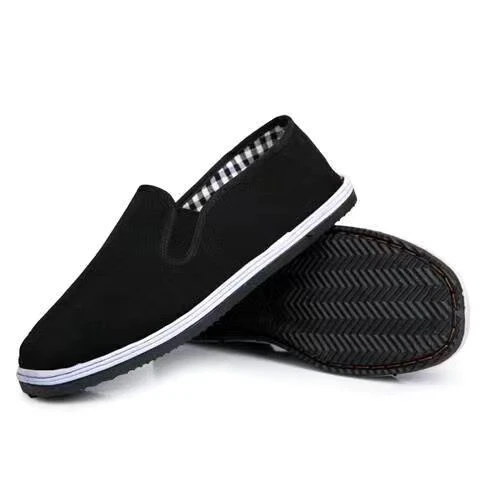 黑布鞋练功鞋男春夏款一脚蹬休闲男鞋千层底帆布鞋工作布鞋