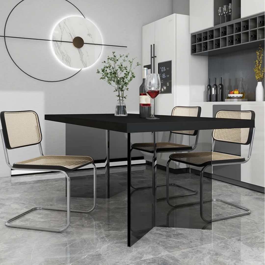 V型亚克力悬浮下挂轻奢餐厅餐桌意式极简款创意小户型餐桌家用