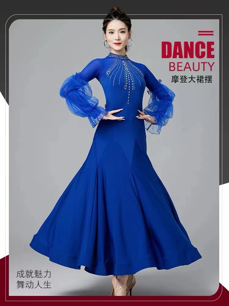摩登舞裙女新款国标舞拉丁舞交际舞恰恰舞大摆连衣裙练习表演服