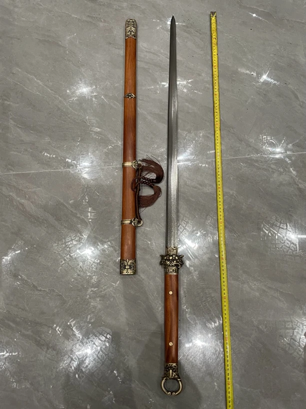 1648铜龙鳞纹夹钢酸枝木长款剑未开刃