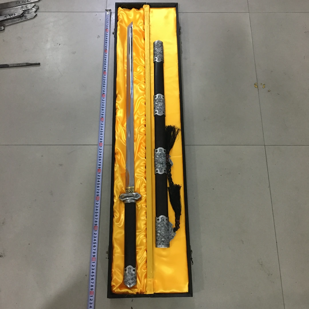 223纯手工 白铜 黑檀木柄鞘 玉刚直皆烧三色研磨 长唐横 未开刃