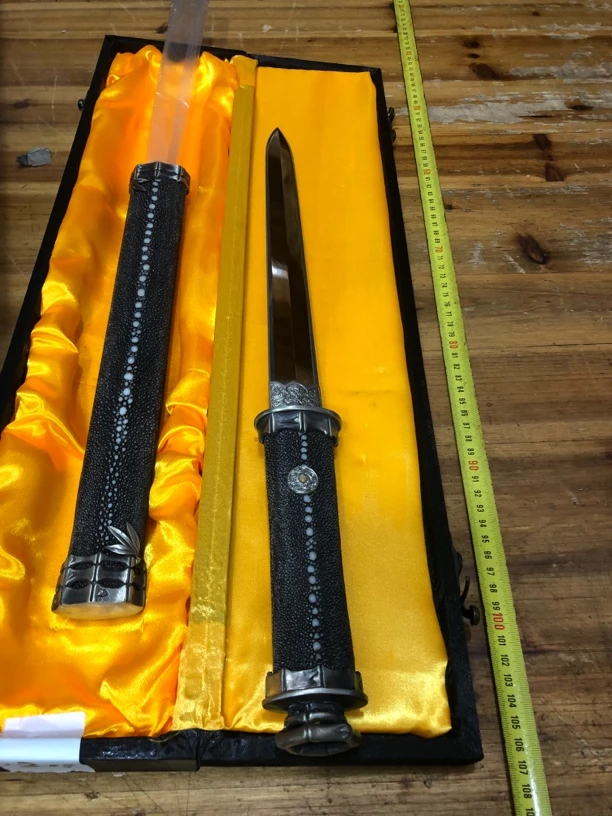 1311纯手工 排珠鱼皮 白铜 羽毛夹钢 唐剑未开刃