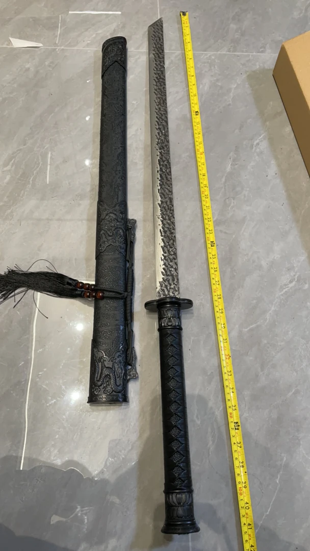 1611合金高锰钢皮革长款唐刀未开刃