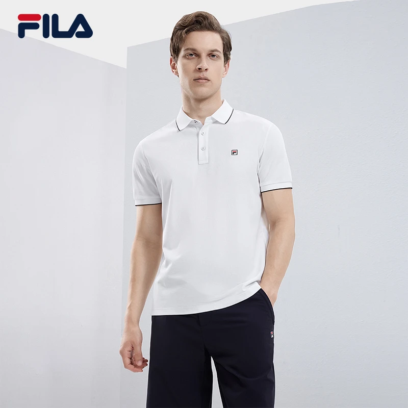 Fila/斐乐男士商务夏款桑蚕丝摩登经典多色针织POLO衫F11M331103F