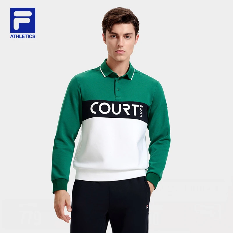 FILA/斐乐男子POLO衫时尚春基础网球运动翻领长袖上衣A11M313208F