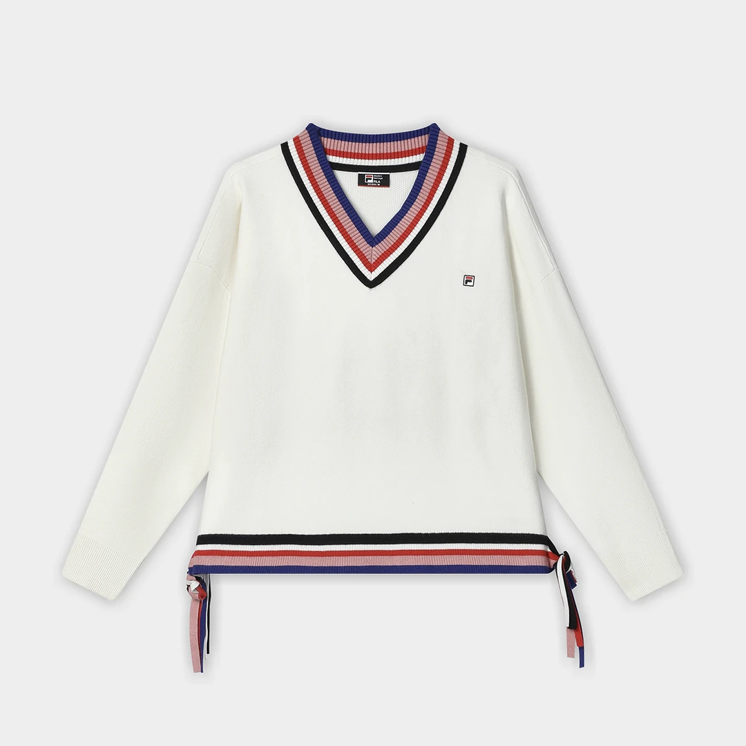 Fila/斐乐【杨幂同款】女子经典商务舒适时尚V领编织衫F61W513403A