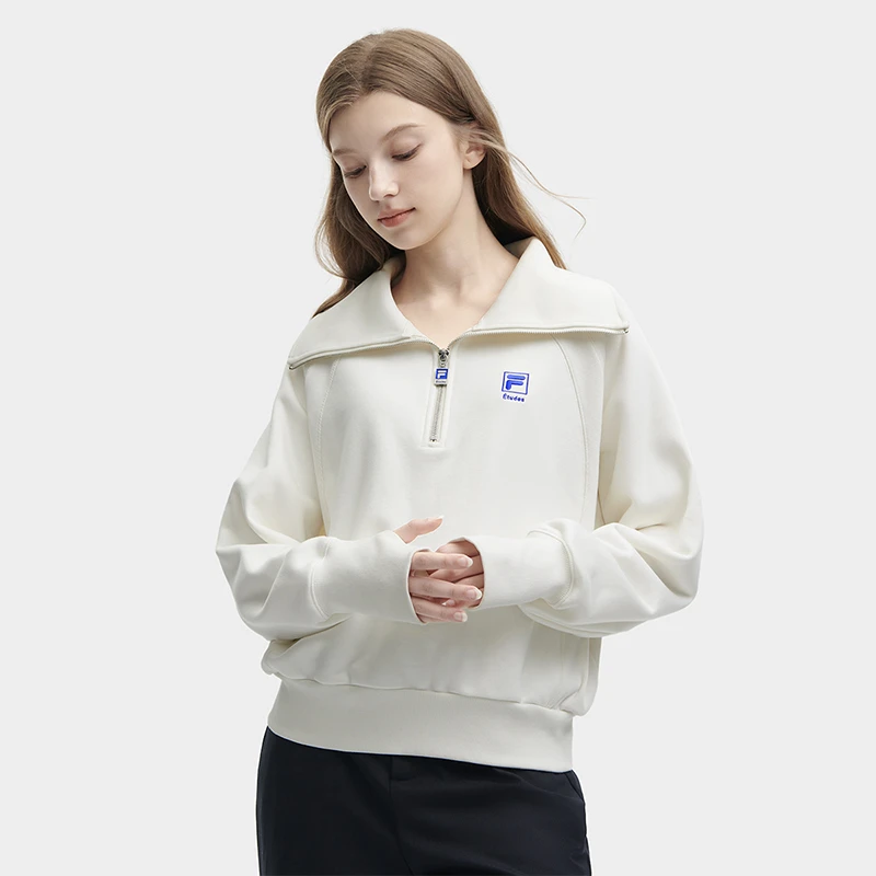 FILA/斐乐秋冬新款ETUDES联名时尚休闲白色百搭套头衫F11W346206F