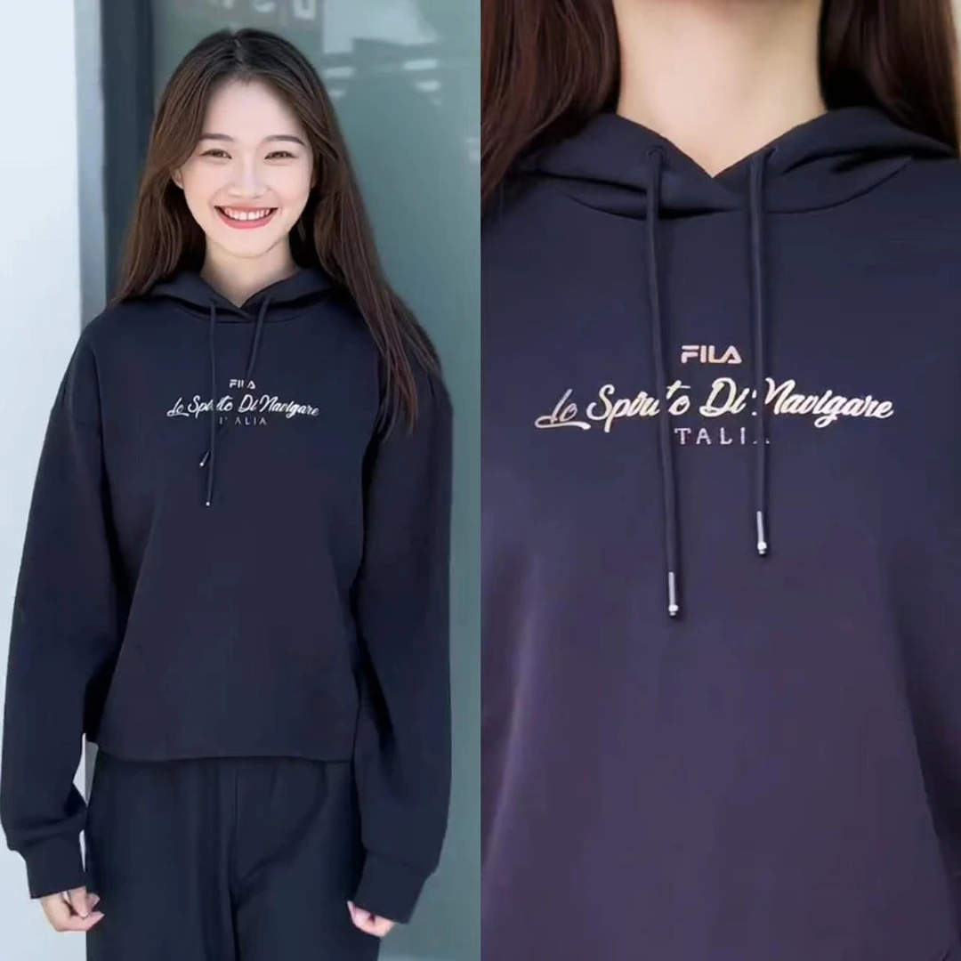 Fila/斐乐女子带帽舒适百搭厚春秋内搭显瘦带帽卫衣女F11W217201F