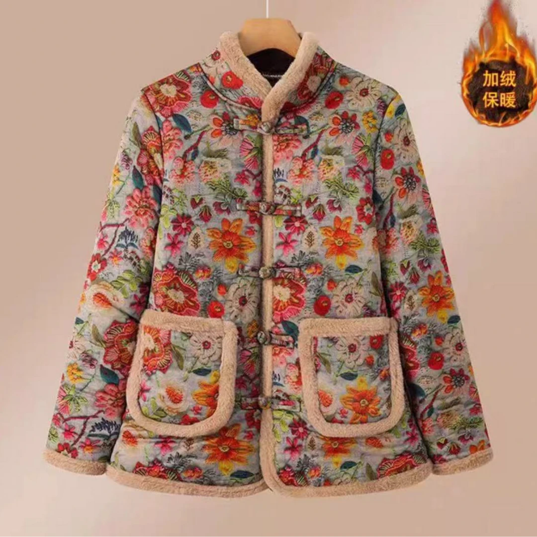 新中式盘扣加绒棉服妈妈装时尚大气