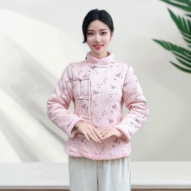 冬季新款年轻女孩女装加绒加厚棉衣妈妈装民族中国风保暖流行棉袄