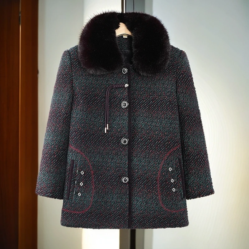 奶奶冬装水貂绒大衣老年人女娜娜加绒加厚棉衣外套婆婆老太太棉袄