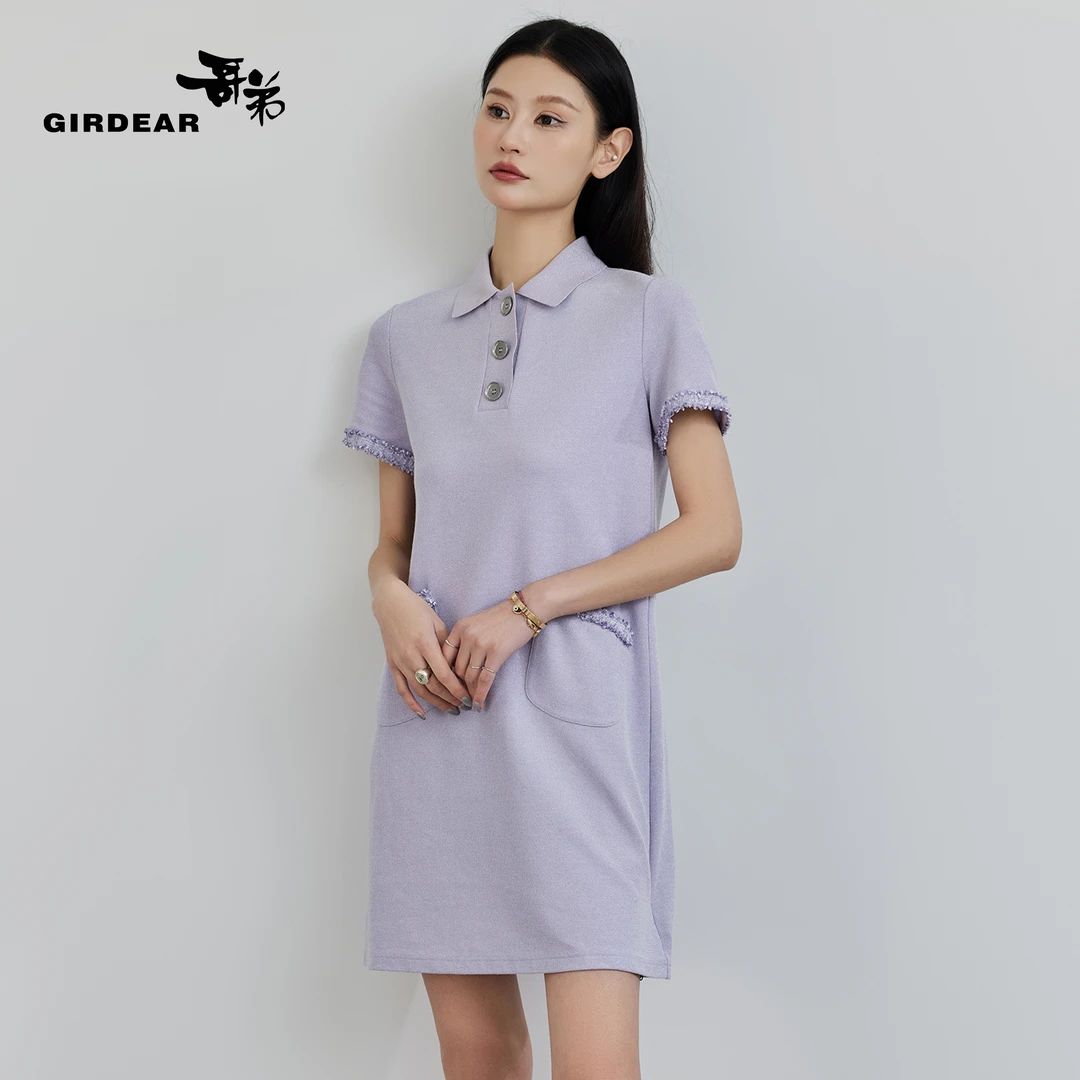 GIRDEAR/哥弟清凉新款纯色显瘦小香风短袖气质polo裙女1500297