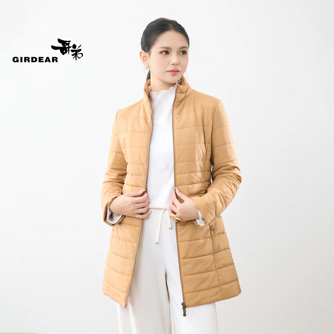 GIRDEAR/哥弟气质优雅修身中长款简约新雪丽棉服---1400797-10280