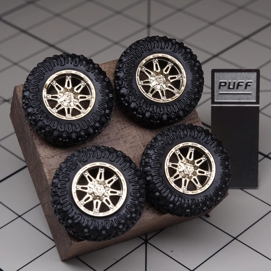 PuffStudio越野车轮1:64车模轮毂车轮7.5mm插轴_小比例车模twinno