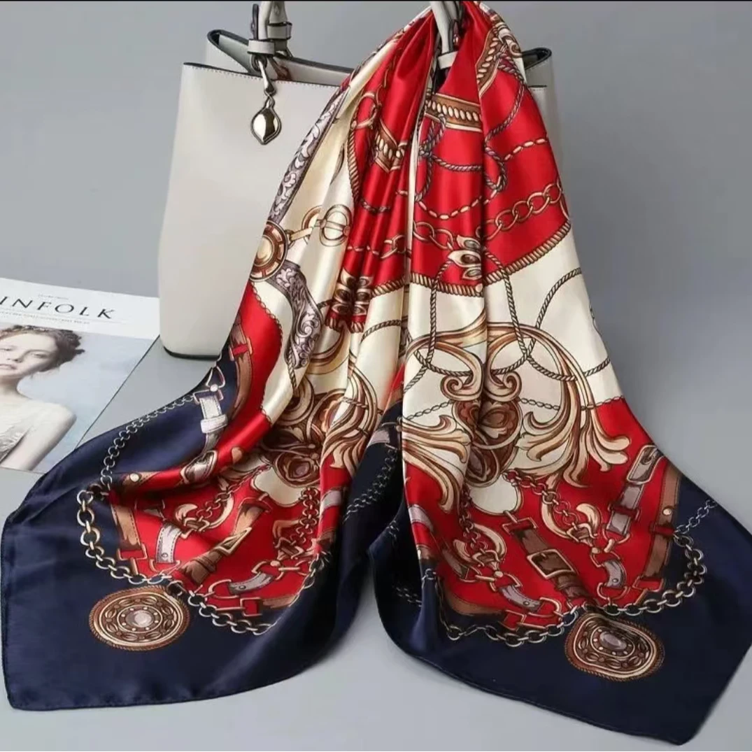 W219缎面90*90大方巾丝巾西装春秋装饰领巾围巾