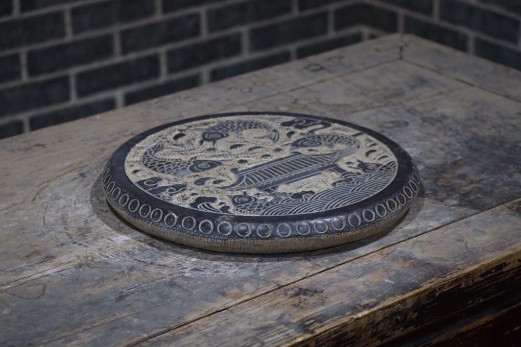 【山西青石鱼跃龙门茶盘干泡台】直径28厘米，厚3厘米！