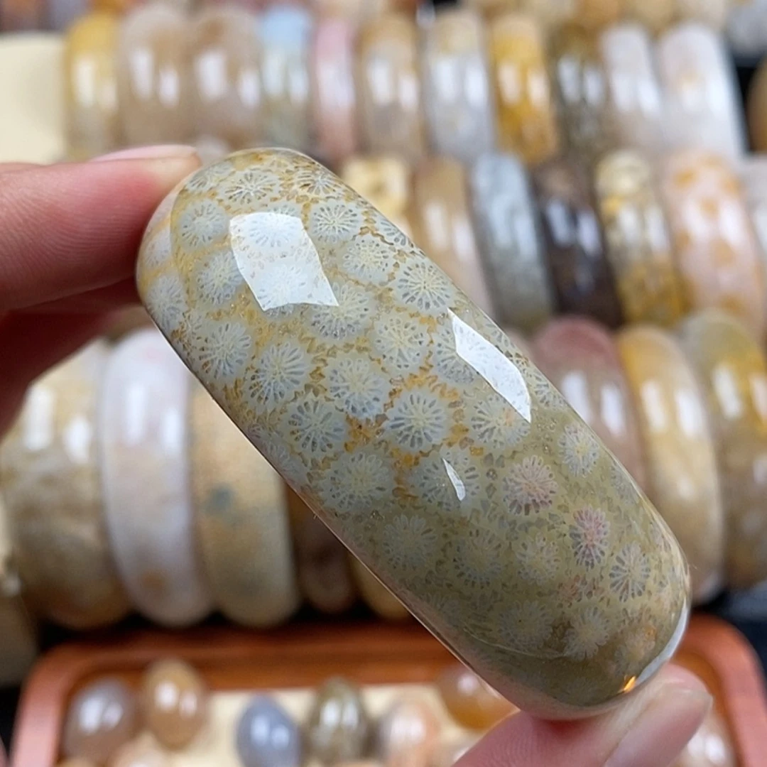 【闪购商品】硅化玉手镯未镶嵌珊瑚玉圈口57