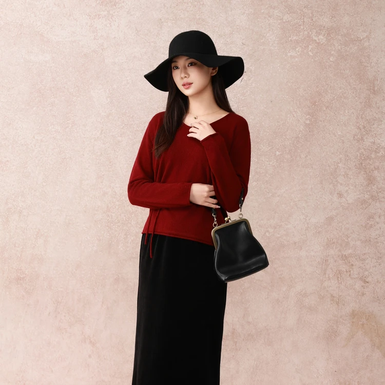 西町村屋简约气质羊毛针织衫女装秋冬新款休闲百搭上衣XX9D10055