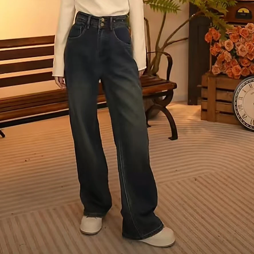 西町村屋简约百搭牛仔直筒裤XH9D10214