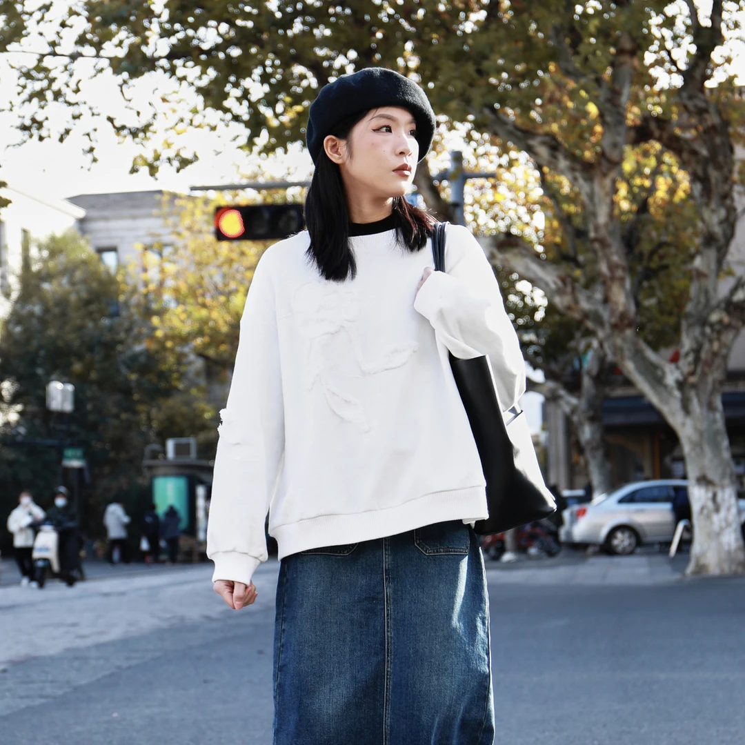 【西町村屋】W冬季新品重工贴布绣拉毛卫衣HD7108002