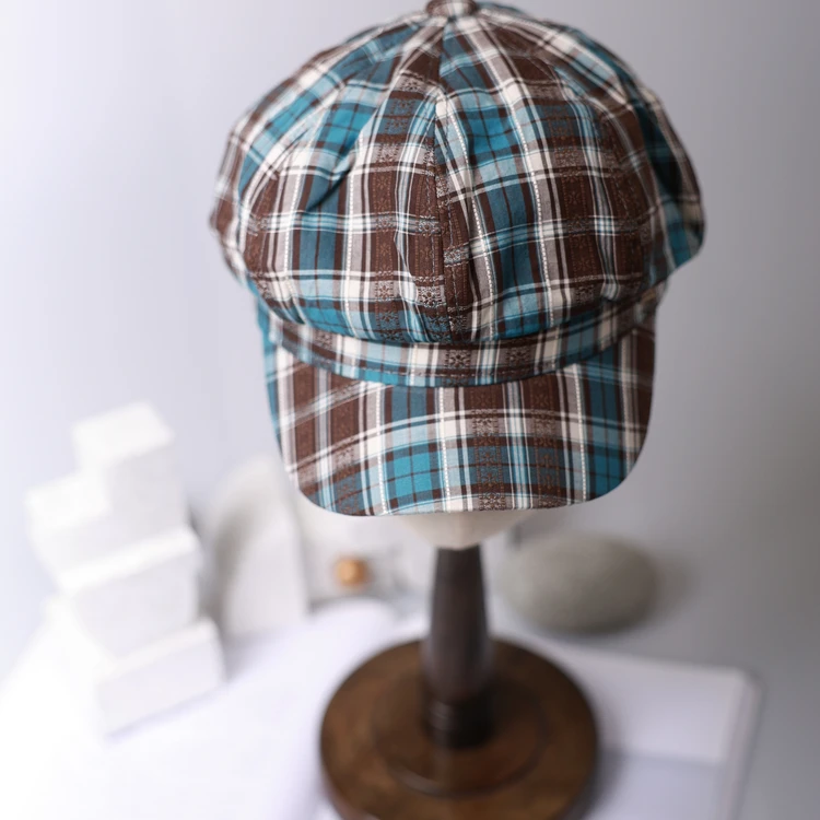 西町村屋学院风格纹云朵八角帽新款复古气质百搭贝雷帽XA9C60004