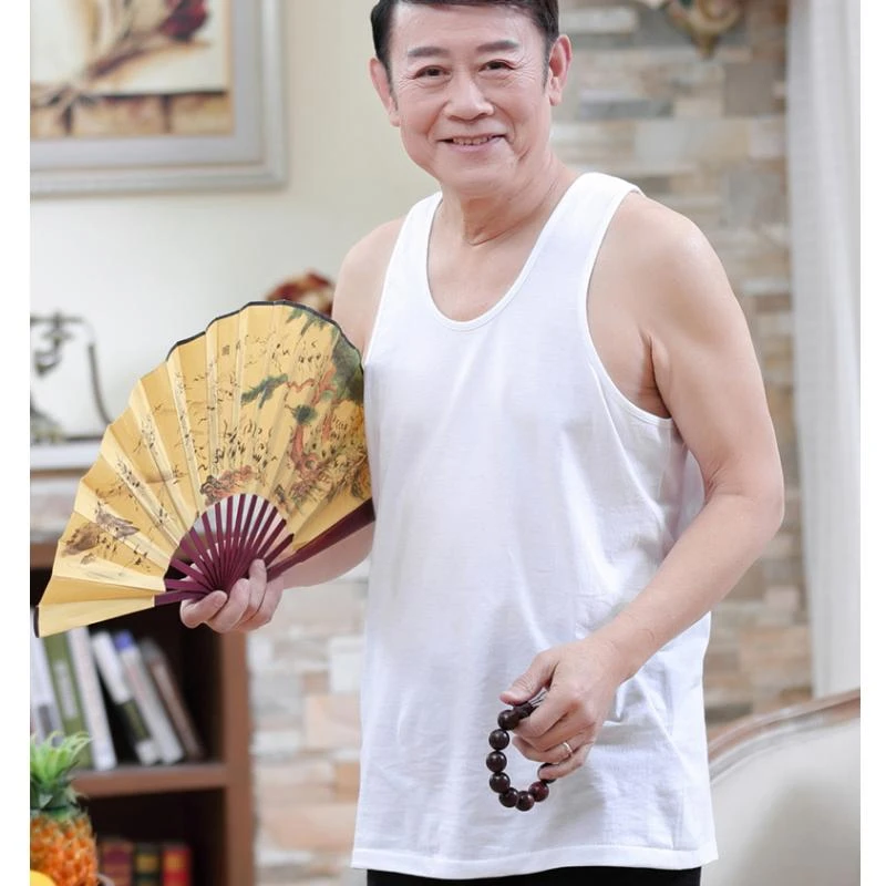 夏季男士跨栏背心中老年全棉加肥加大汗布吊带内衣老头衫白色汗衫