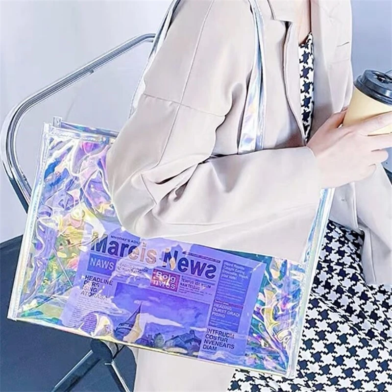 镭射袋炫彩果冻包PVC透明手提袋塑料礼品包装袋子定做印刷镭射包