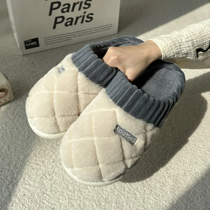 加绒加厚男士棉拖鞋冬季2023新款情侣居家居踩屎感保暖棉拖鞋男