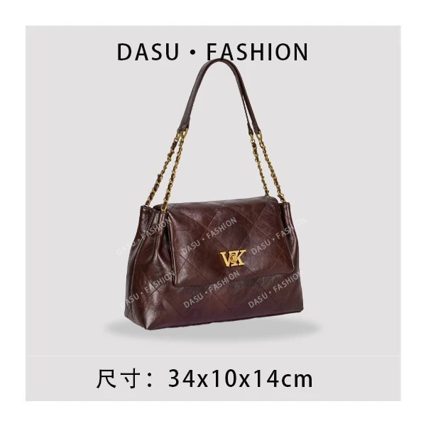 【苏总专属】GQ-1776-安可拉红女士时尚潮流单肩腋下包托特链条大包