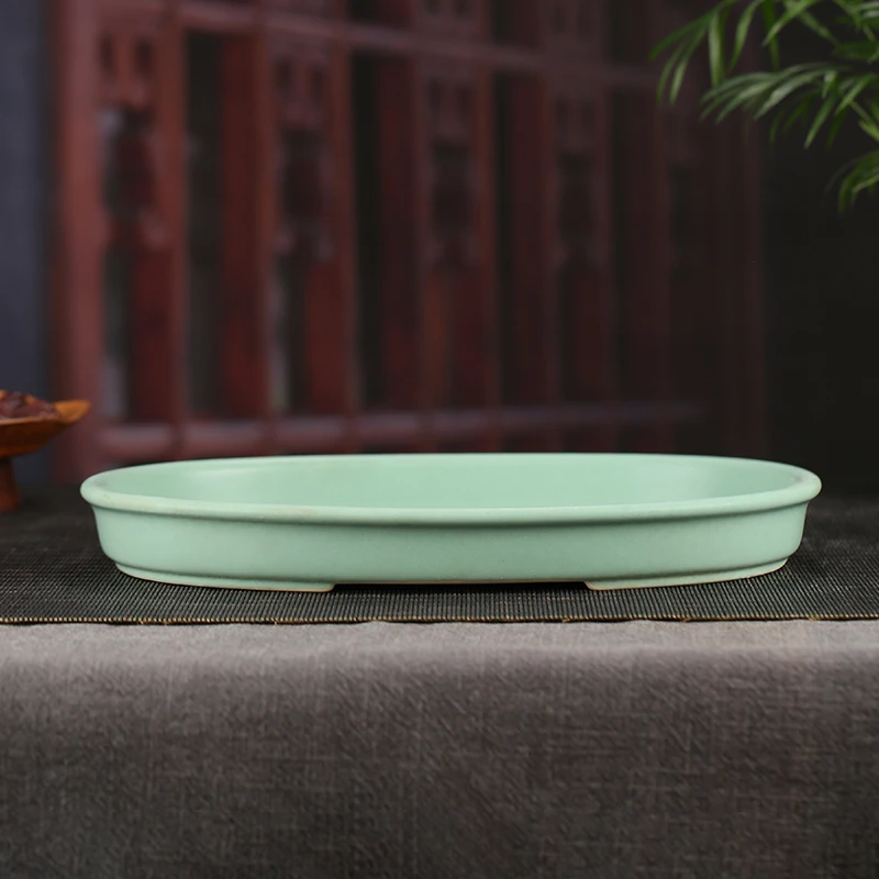 YD13无孔紫砂花盆大号创意简约圆形浅盆桌面装饰一叶莲盆景盆