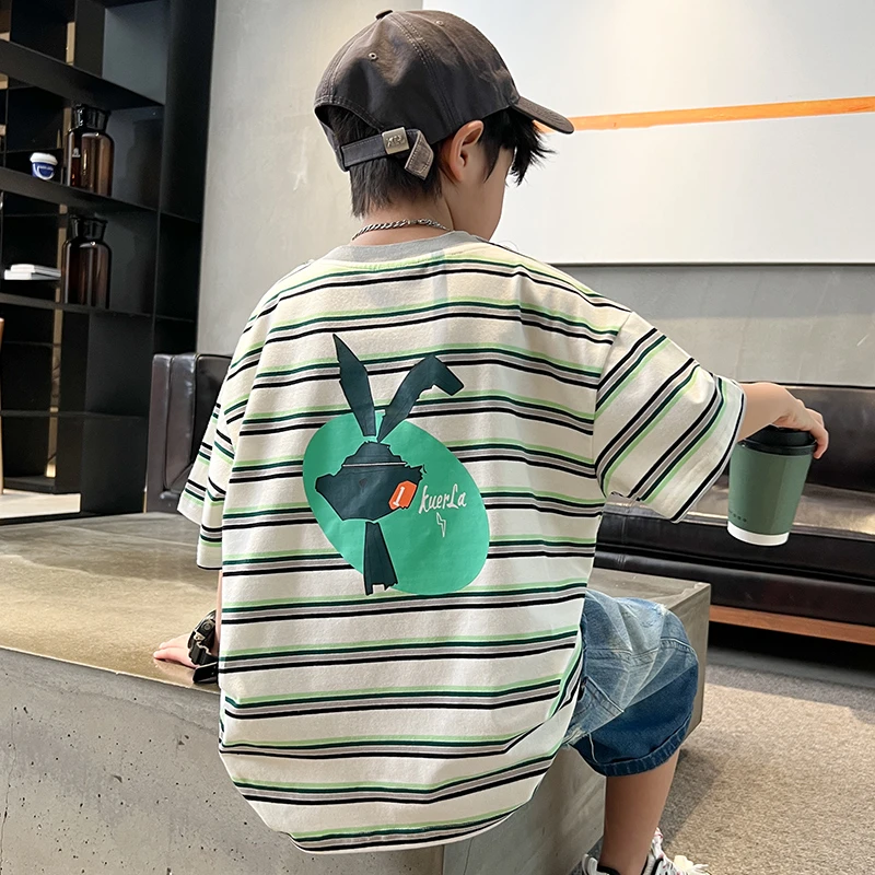 儿童装男童夏装短袖T恤2024新款夏季中大童男孩夏款洋气薄款半袖t